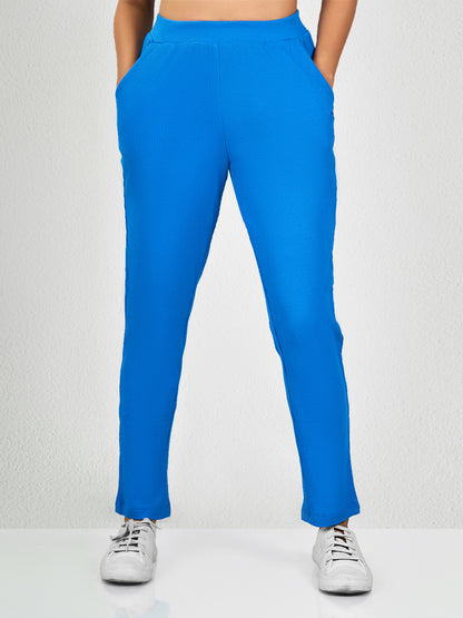 Blue Solid Track Pant