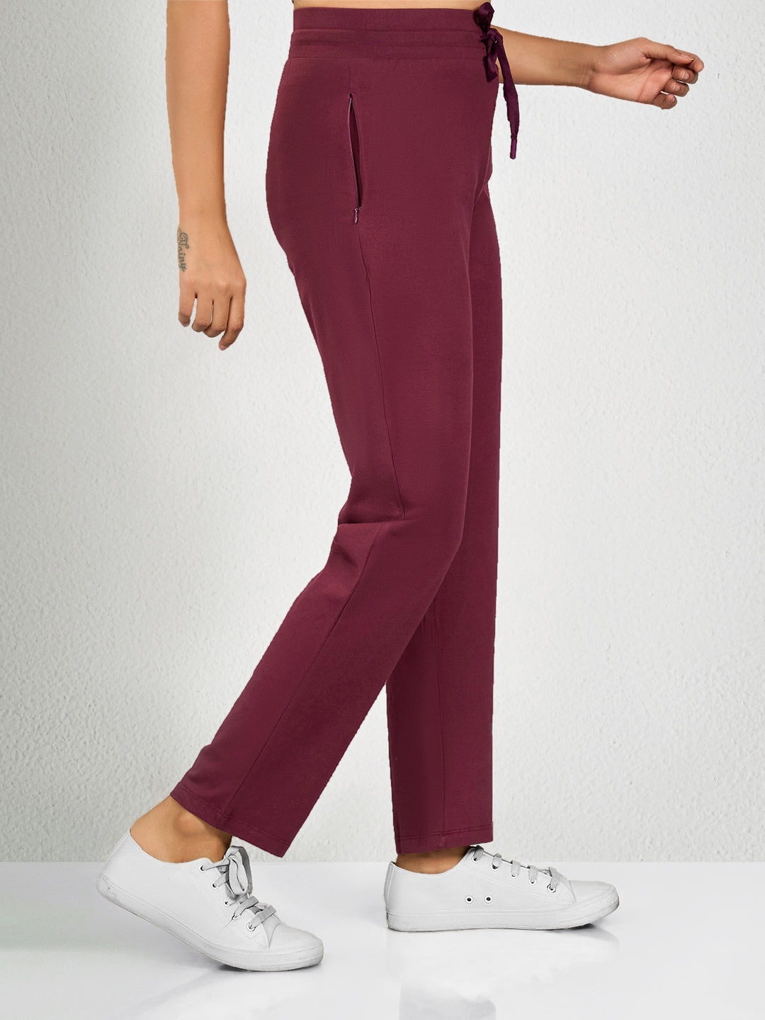 Maroon Solid Track Pant