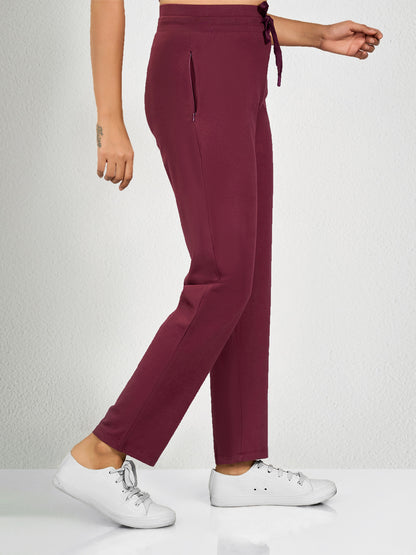 Maroon Solid Track Pant