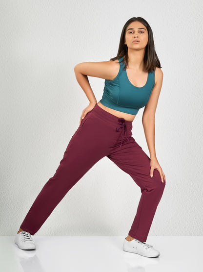 Maroon Solid Track Pant