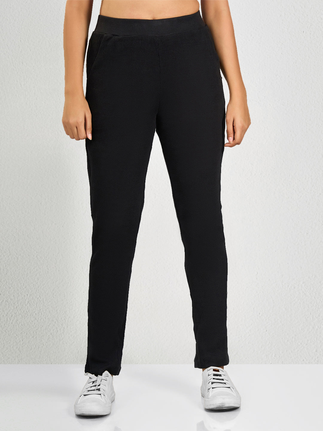 Black Solid Track Pant