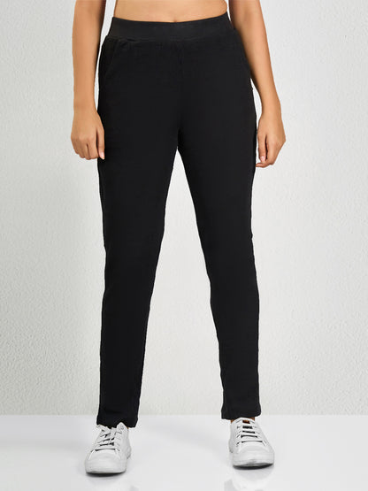 Black Solid Track Pant