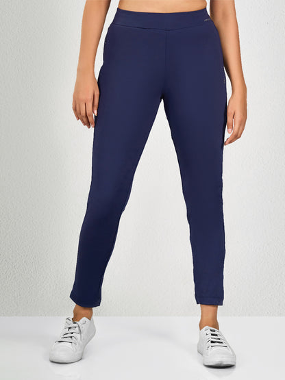 Blue Solid Yoga Pant