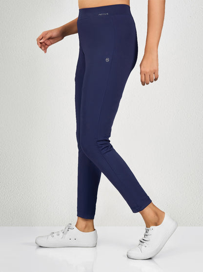 Blue Solid Yoga Pant