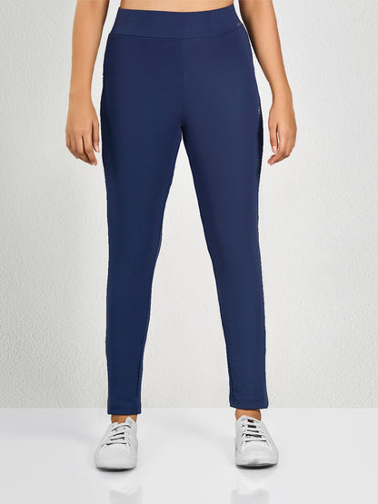 Blue Solid Yoga Pant