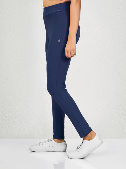 Blue Solid Yoga Pant