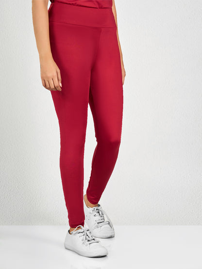 Maroon Printed Yoga Pant