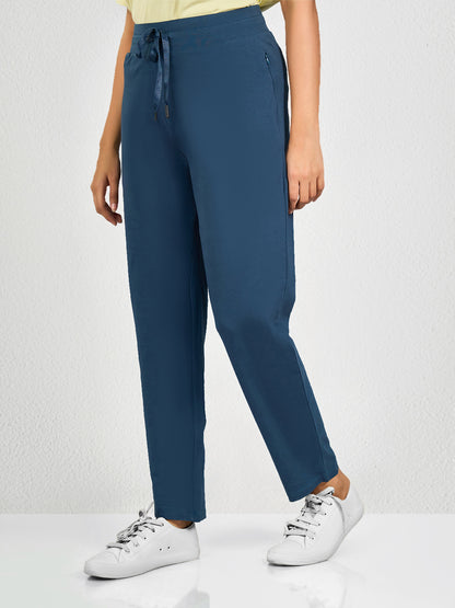 Blue Solid Track Pant