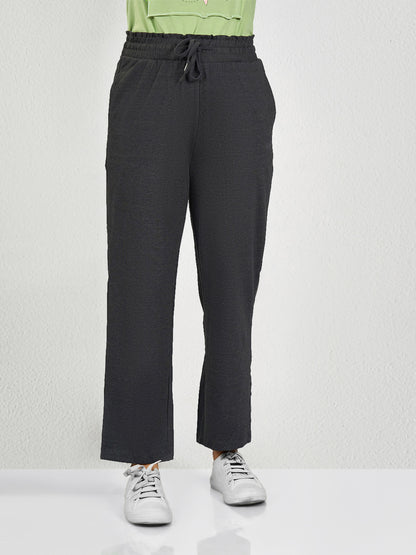 Dark Grey Solid Track Pant