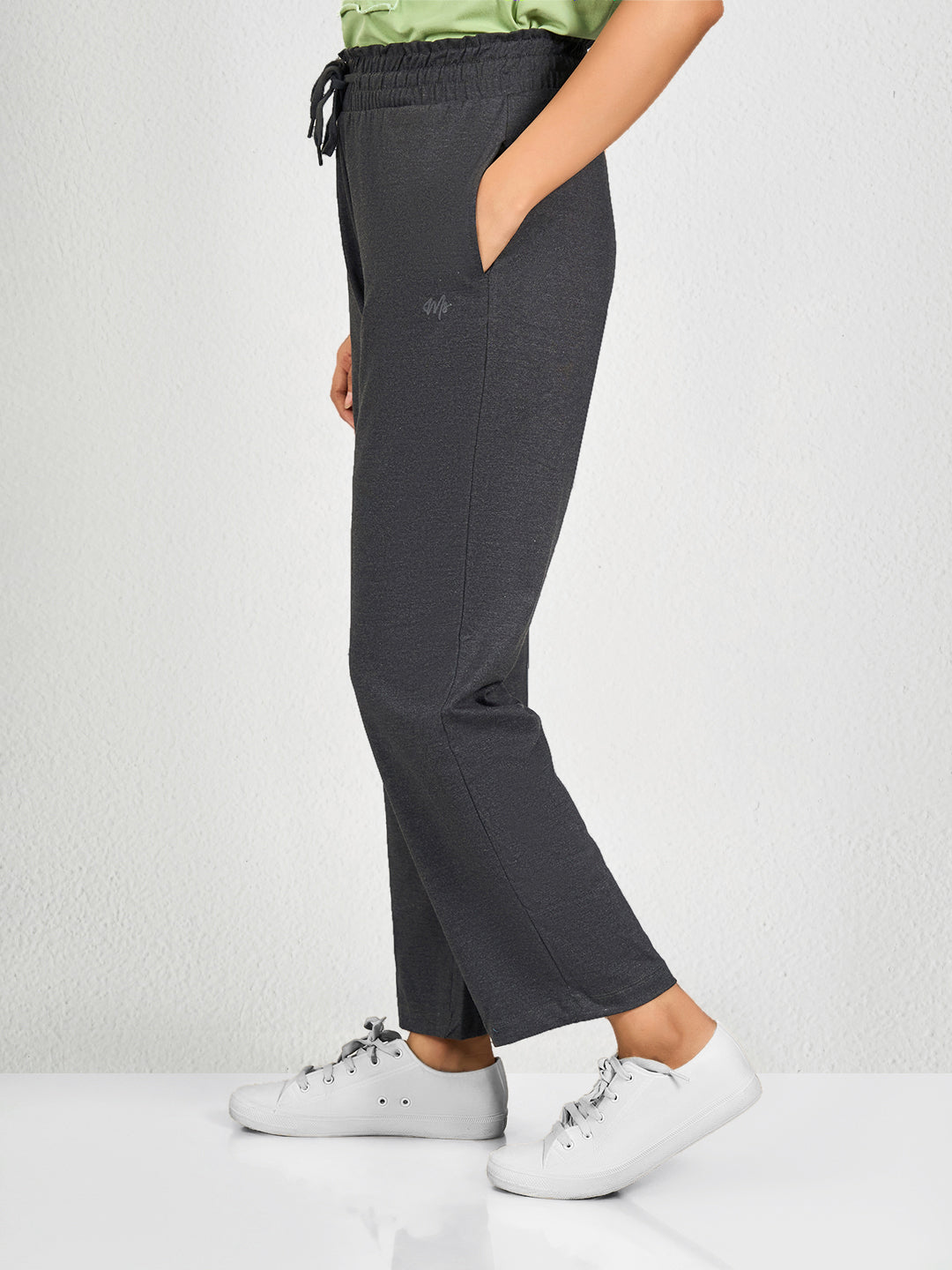 Dark Grey Solid Track Pant