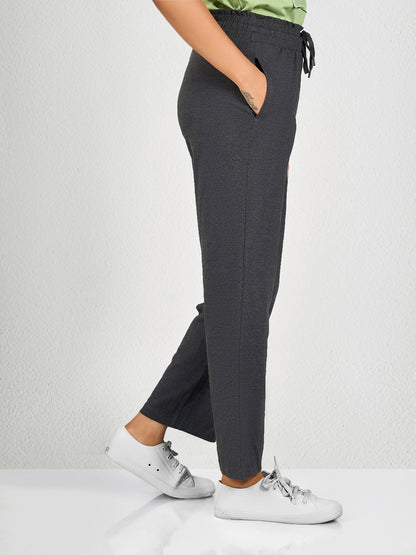 Dark Grey Solid Track Pant