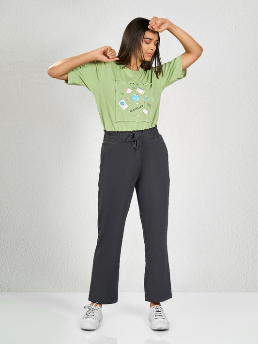 Dark Grey Solid Comfy Track Pant