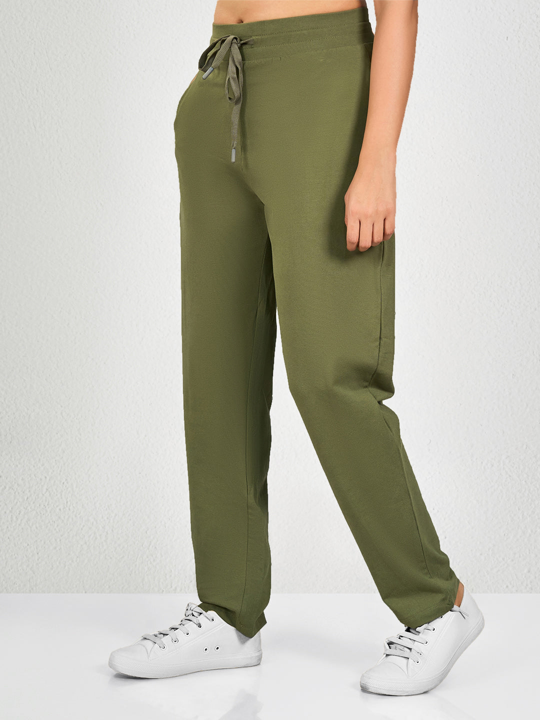 Green Solid Track Pant