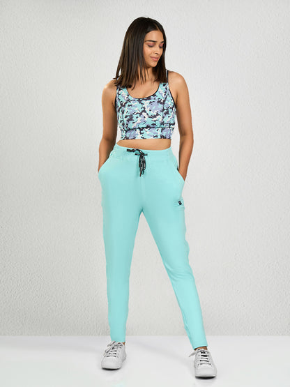 Sky Blue Solid Track Pant