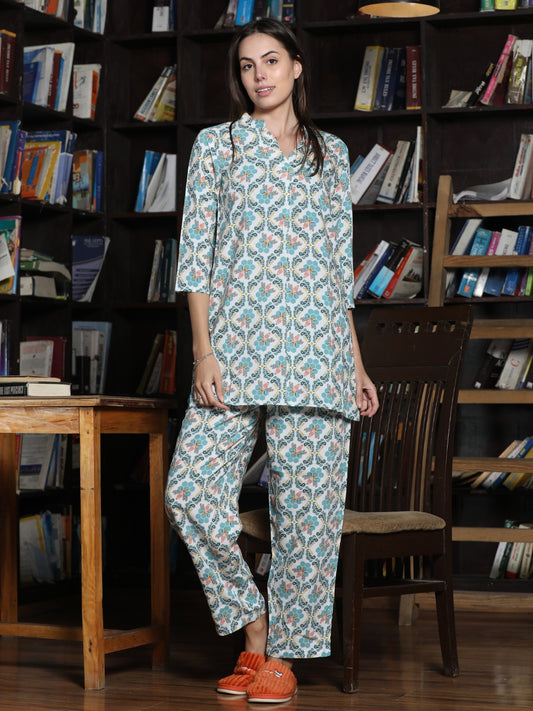 Sky Blue Printed Co-Ord Set