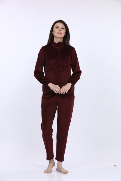 Bonded Corduroy Wine Track Suit