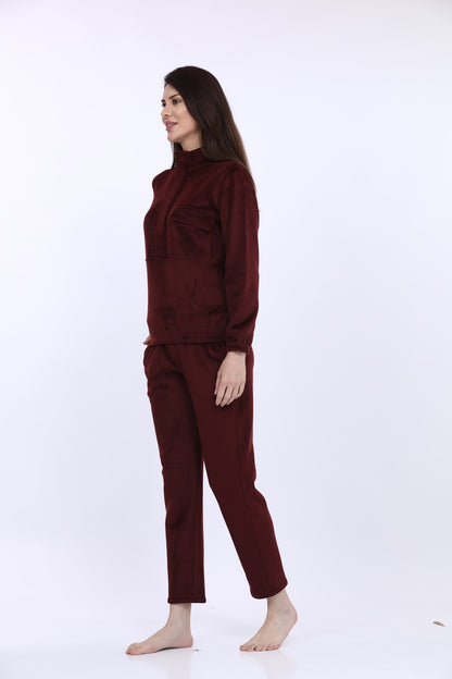 Bonded Corduroy Wine Track Suit