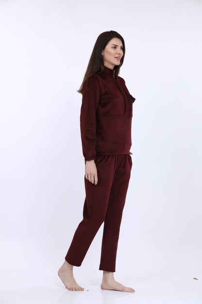 Bonded Corduroy Wine Track Suit