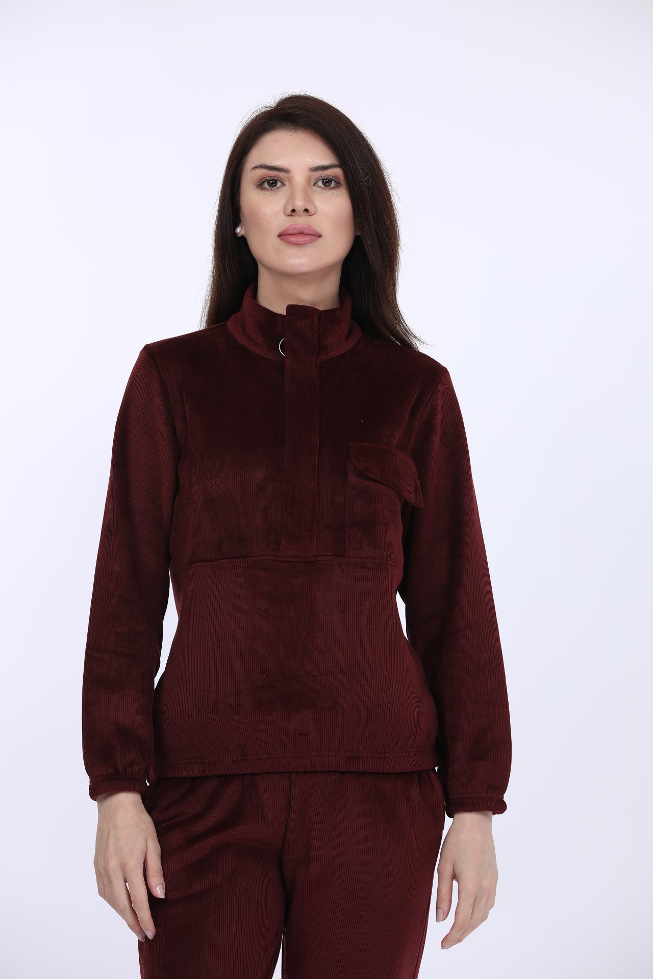 Bonded Corduroy Wine Track Suit