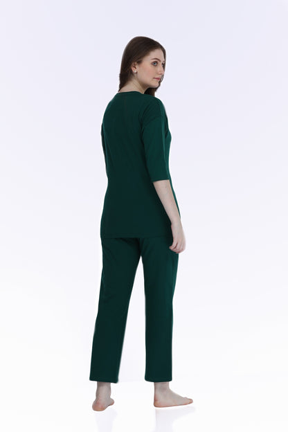 Cotton Spandex Green Fashion Co-ords Set