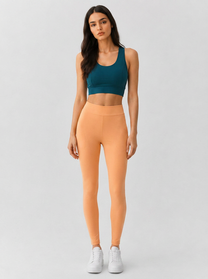 Peach Solid Yoga Pants for Women
