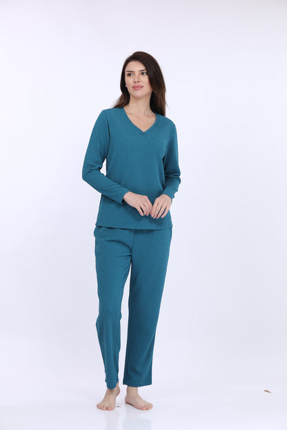 Crepe Teal Blue Pyjama Set