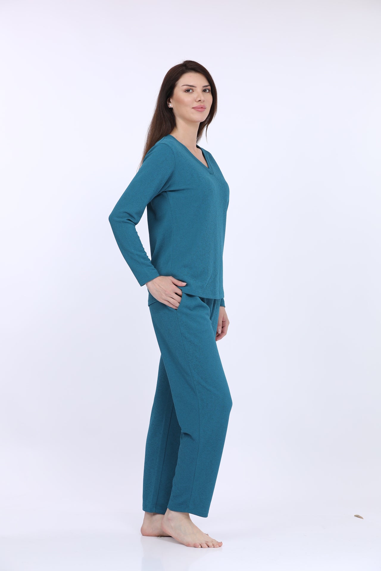 Crepe Teal Blue Pyjama Set